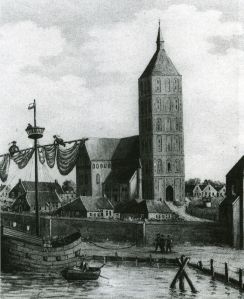 Ansicht auf Marienhafe um 1400, oil painting by Gerhard H. Janssen.  Wykoff, M. William. What's in a Name?: History and Meaning of Wyckoff. Rochester, N.Y.: CreateSpace Independent Platform, 2014. 23. Print.