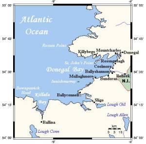 Donegal Bay. Kelisi at the English language Wikipedia [CC-BY-SA-3.0 (http://creativecommons.org/licenses/by-sa/3.0/) or GFDL (www.gnu.org/copyleft/fdl.html)], from Wikimedia Commons