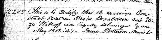 Donaldson Wikoff Marriage Certificate